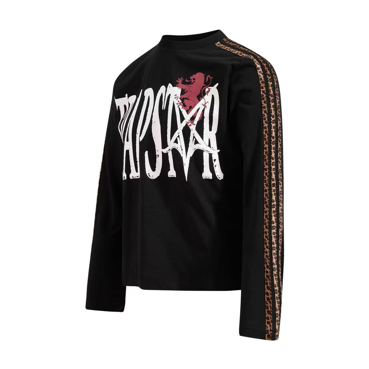 Camo Leopard Side Stripe Trapstar Lion Graphic Mock Neck Long Sleeve