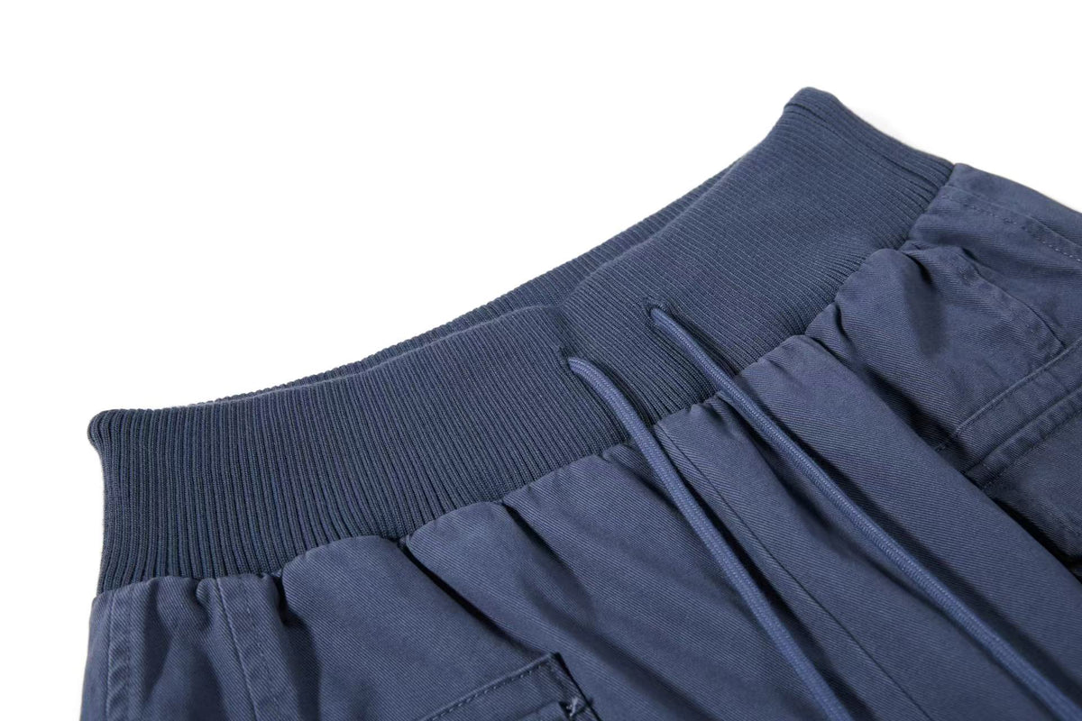 Vintage Ribbed Waistband Wide Leg Cargo Pants