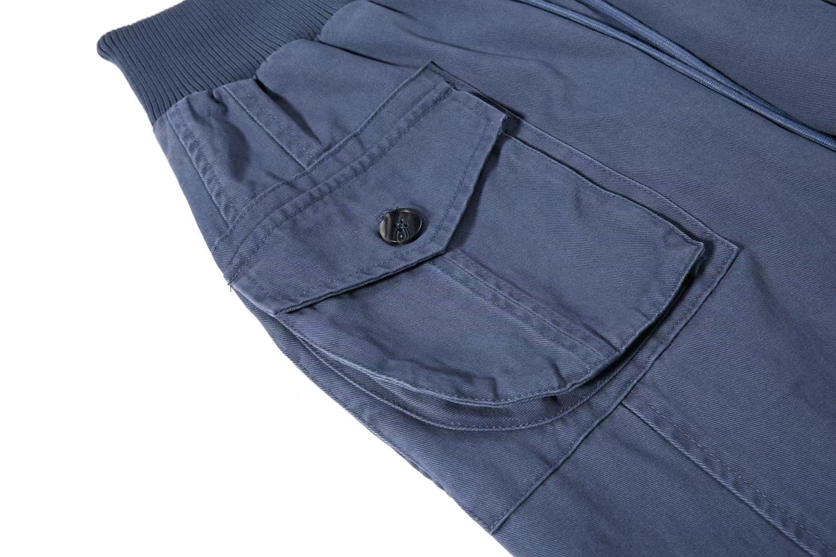 Vintage Ribbed Waistband Wide Leg Cargo Pants