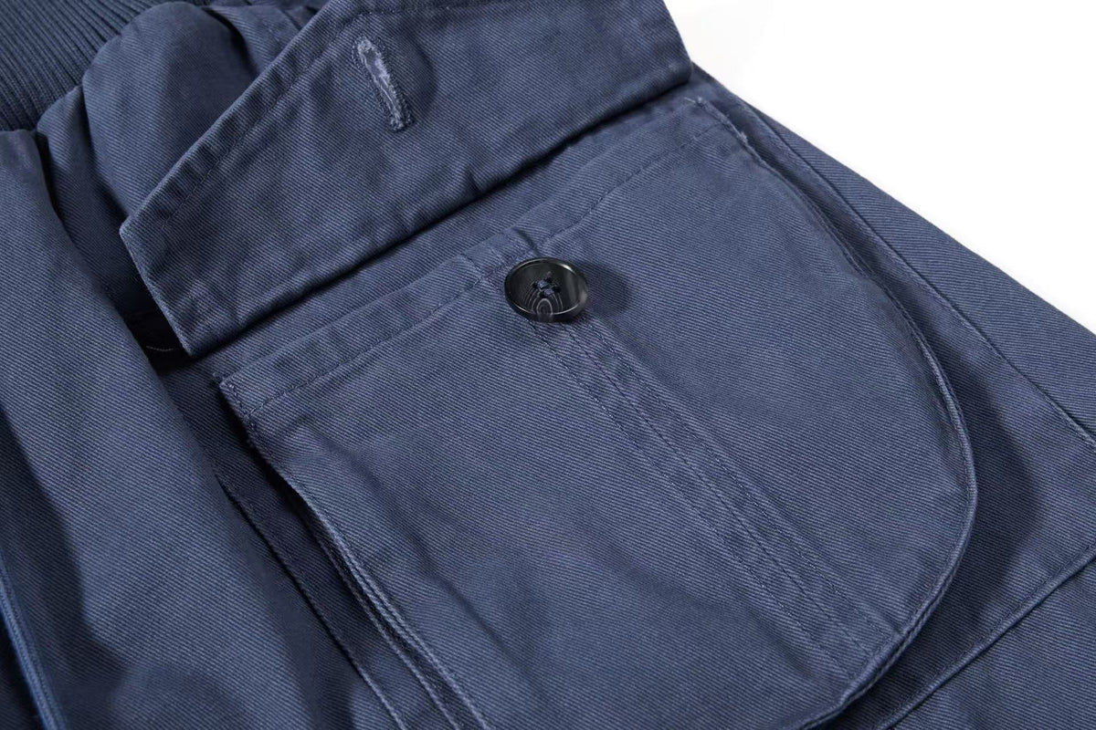 Vintage Ribbed Waistband Wide Leg Cargo Pants