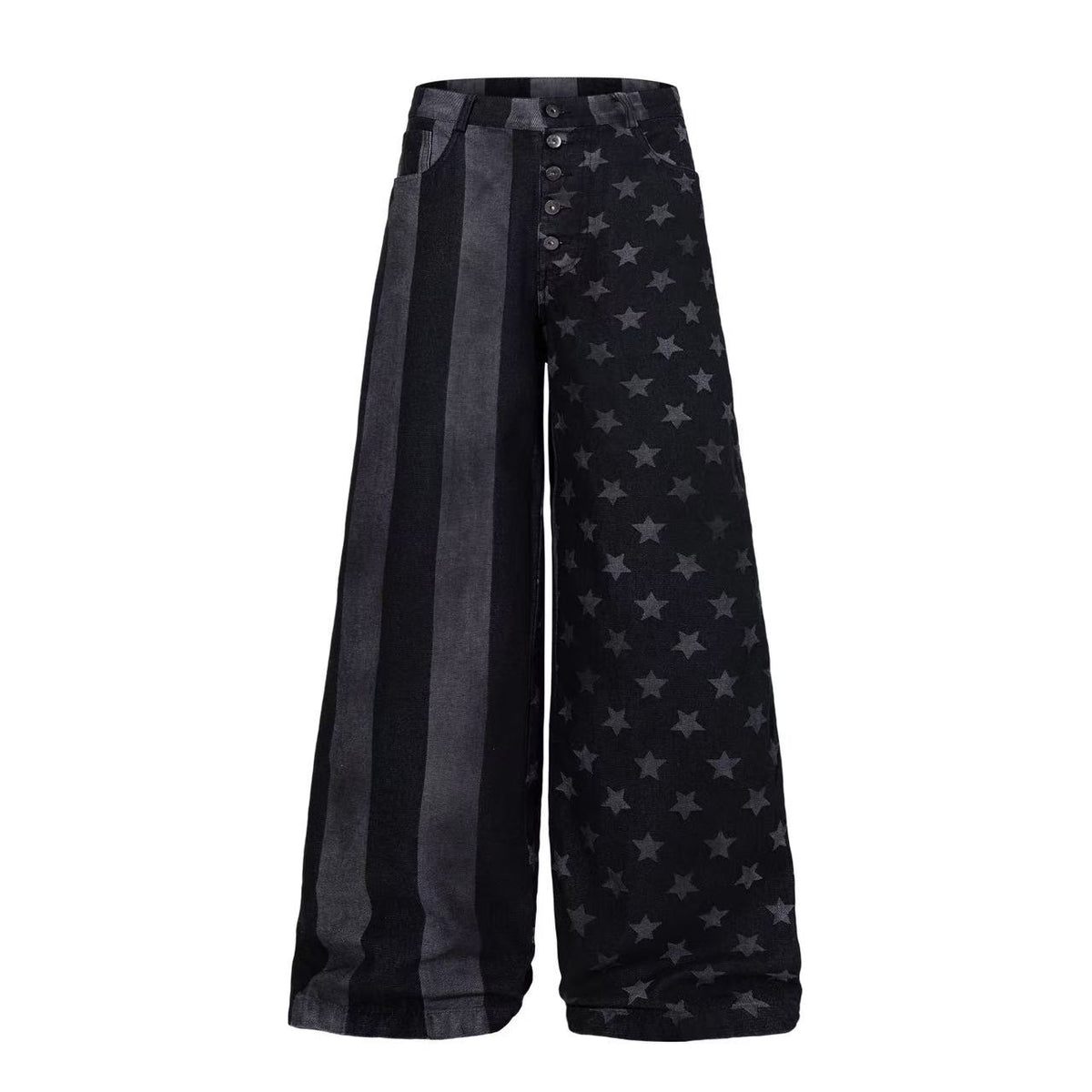 Star & Stripe Patchwork Wide Leg Jeans