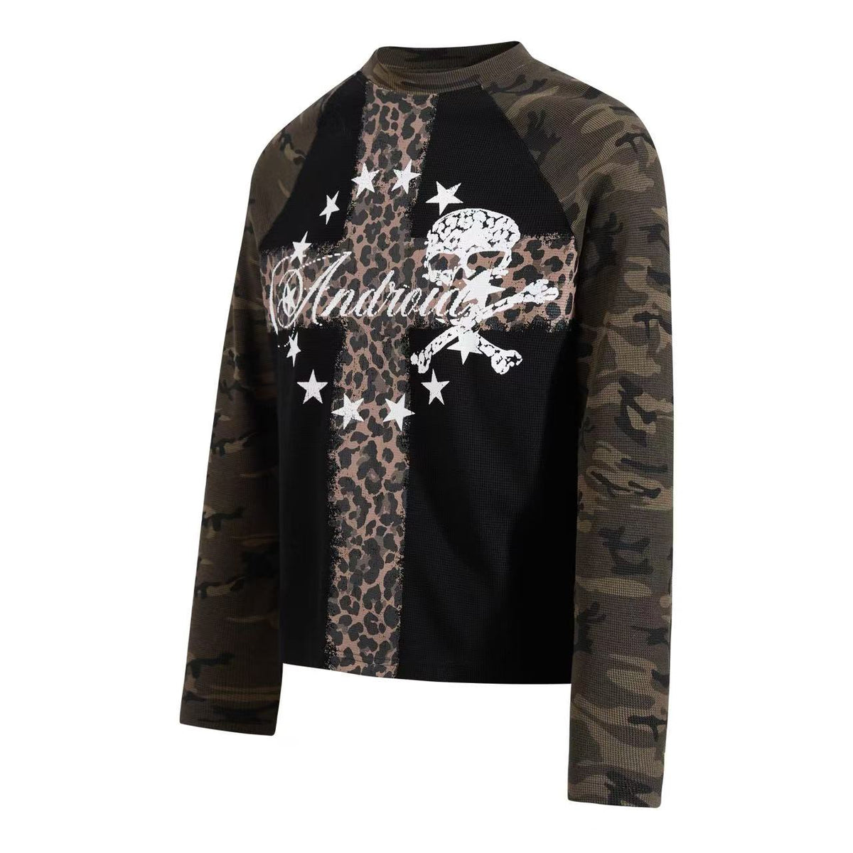 Cropped Camouflage Leopard Cross Skull Long Sleeve