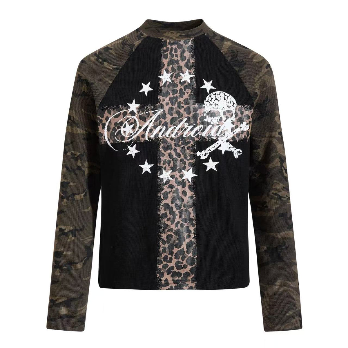 Cropped Camouflage Leopard Cross Skull Long Sleeve