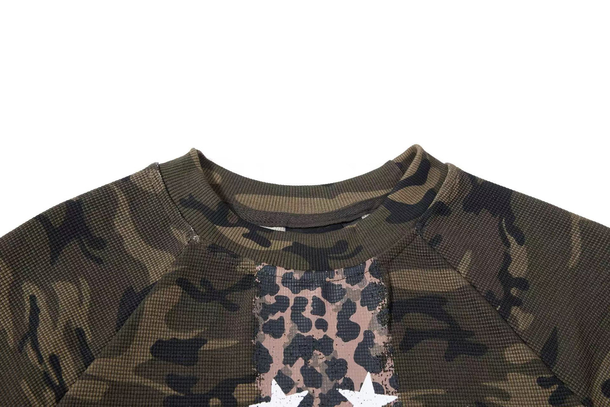 Cropped Camouflage Leopard Cross Skull Long Sleeve