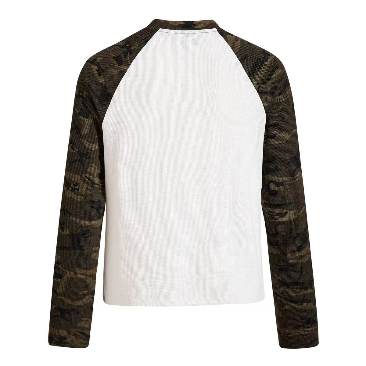 Cropped Camouflage Raglan Skull Waffle Long Sleeve