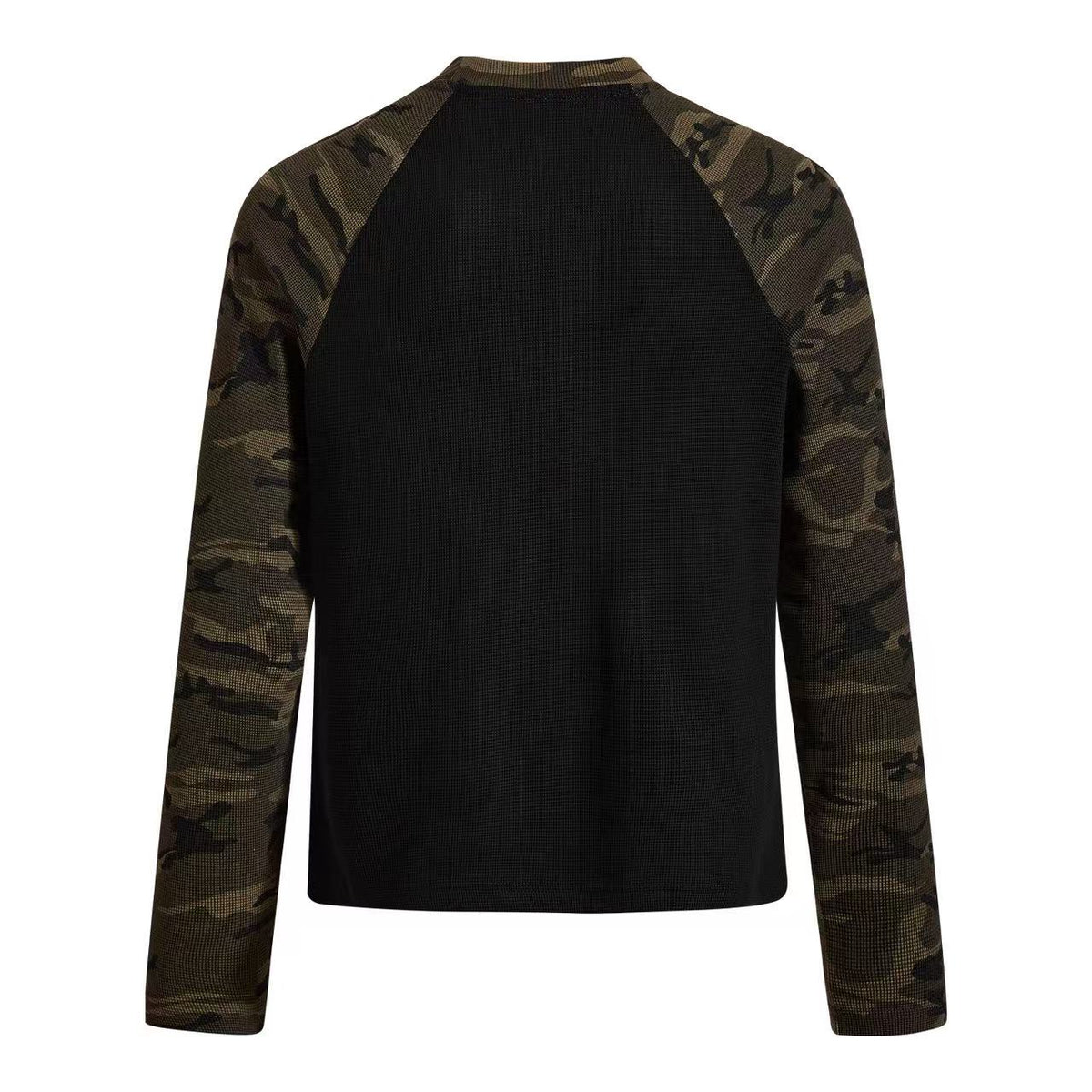 Cropped Camouflage Raglan Skull Waffle Long Sleeve