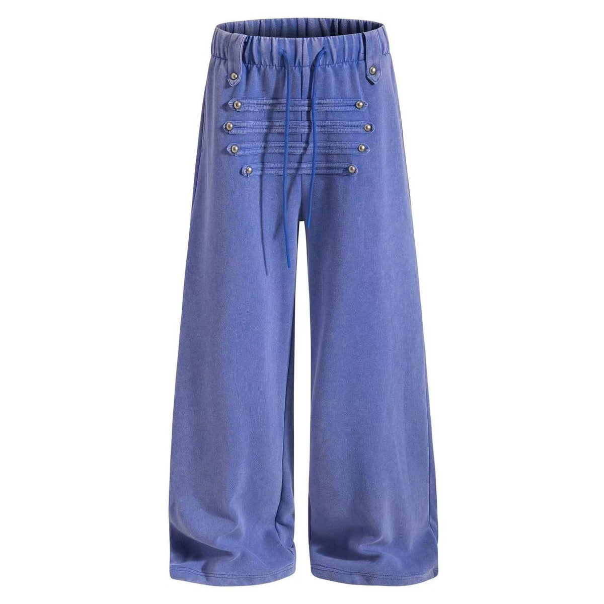 Washed Multi Rivet Strap Drawstring Wide Leg Sweatpants