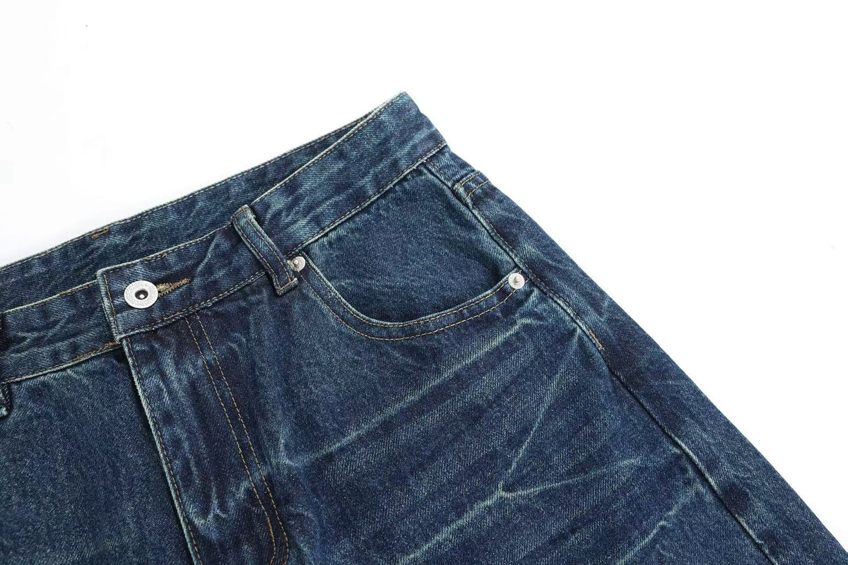 Vintage Lace-Up Embroidery Wide Leg Jeans