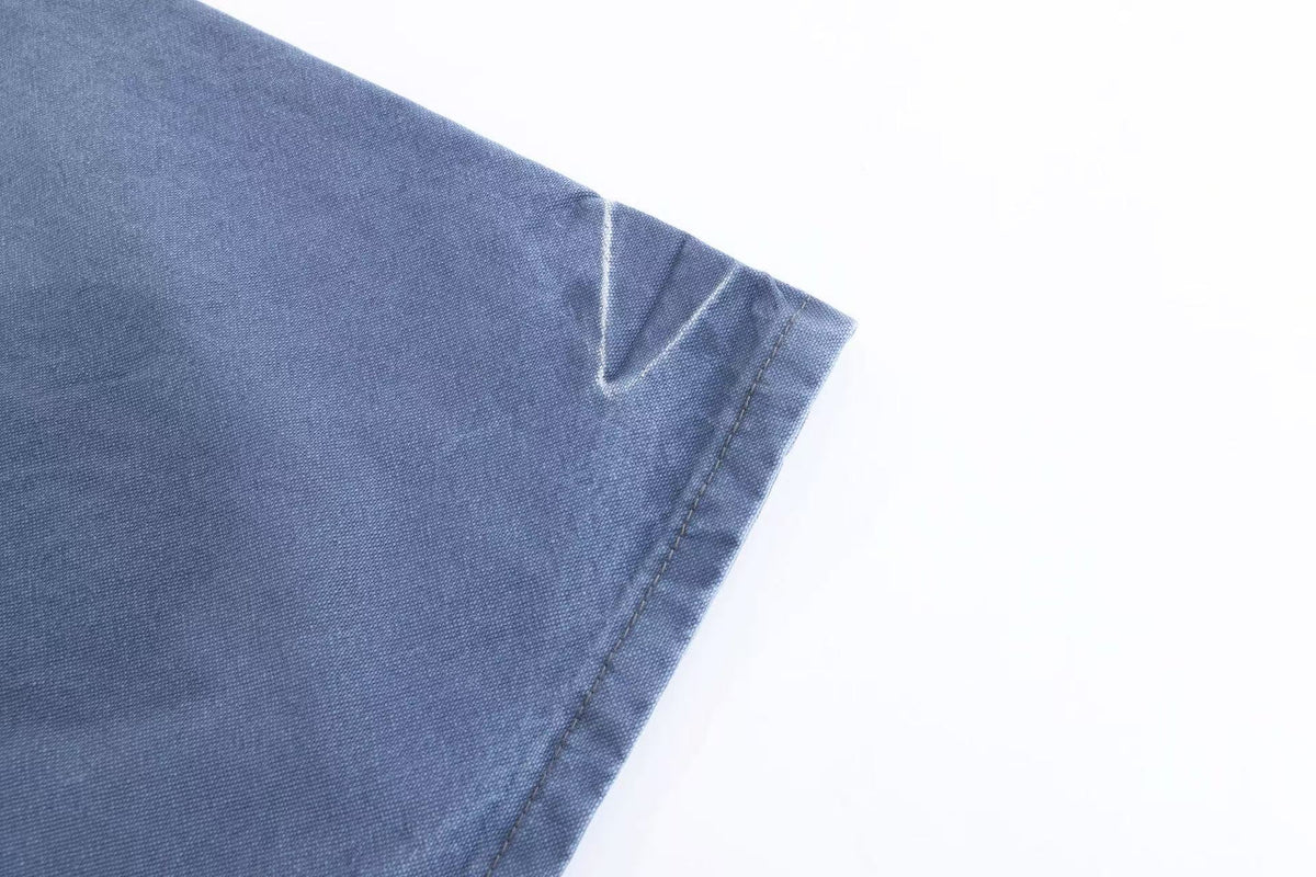 Washed Eagle Star Print Wide Leg Jeans