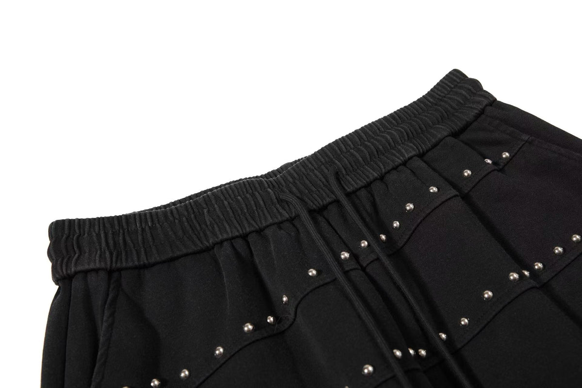 Studded Riveted Seam Detail Wide Leg Sweatpants