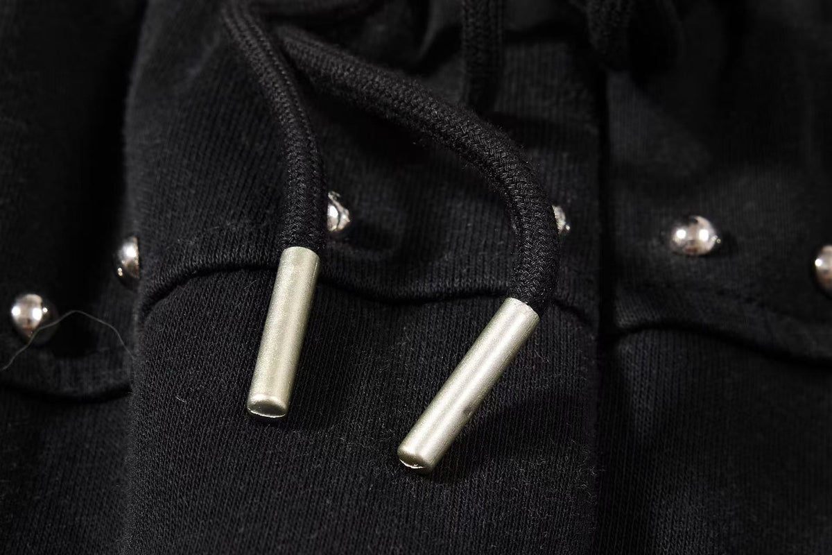 Studded Riveted Seam Detail Wide Leg Sweatpants