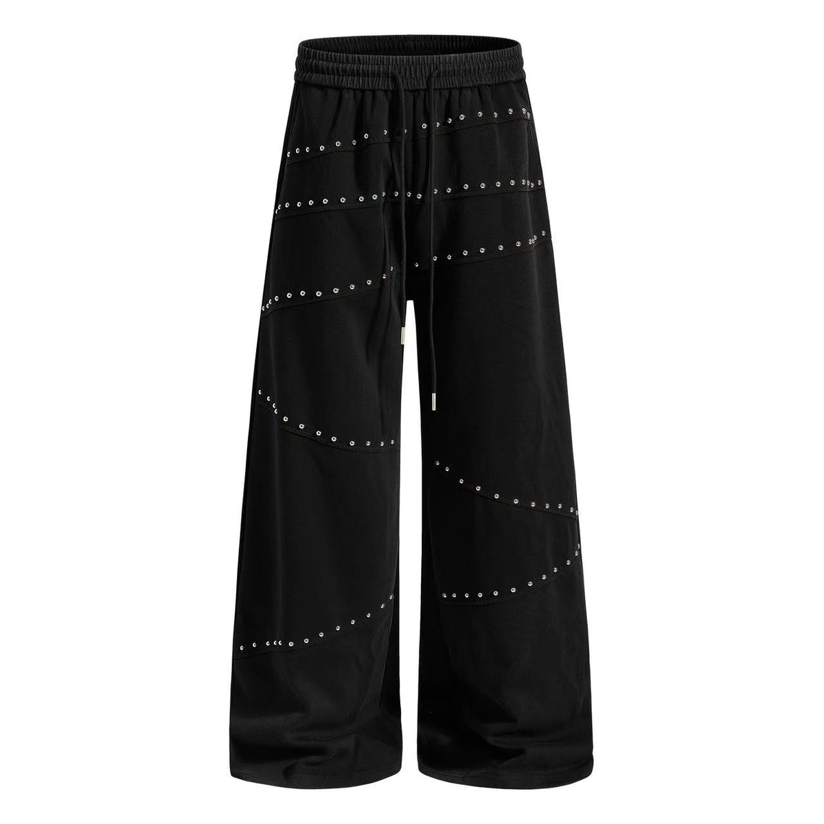 Studded Riveted Seam Detail Wide Leg Sweatpants