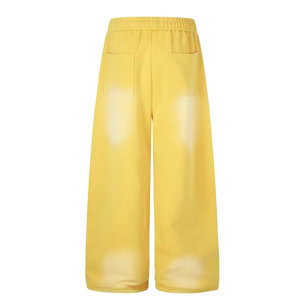 Yellow Washed Gradient Rhinestone Letter Print Wide Leg Sweatpants