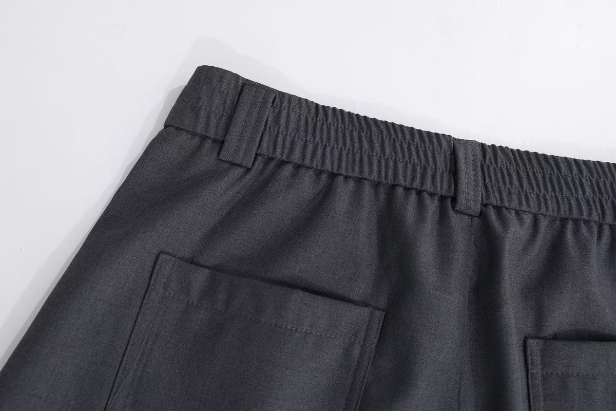 Lace-Up Knot Graphic Print Wide-Leg Suit Pants