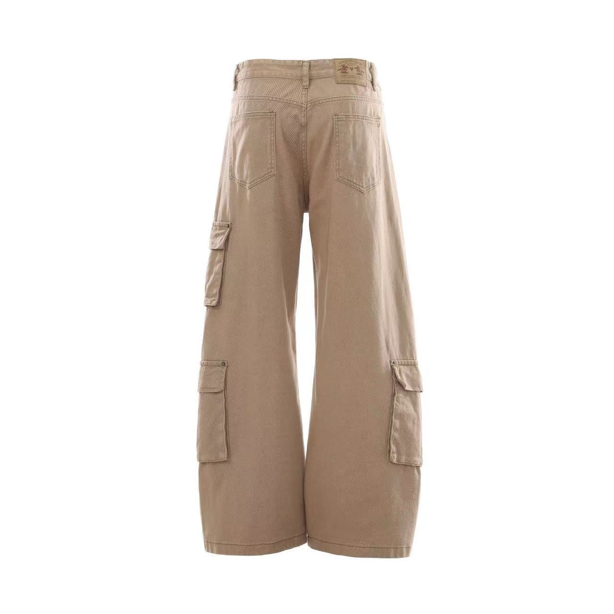 Washed Utility Multi Patch Pocket Wide Leg Cargo Pants