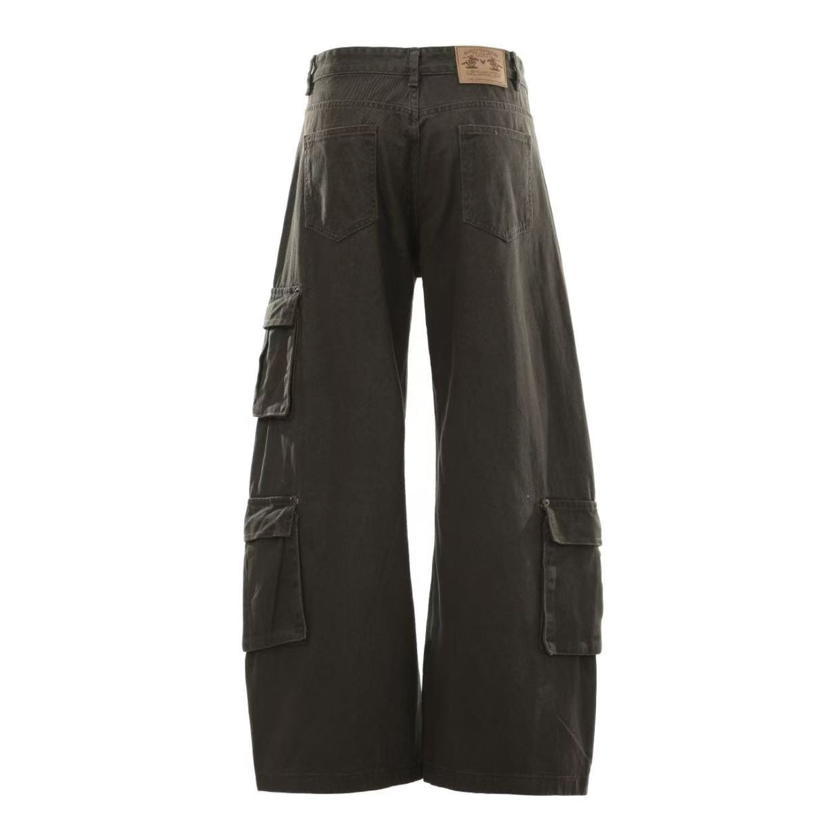 Washed Utility Multi Patch Pocket Wide Leg Cargo Pants