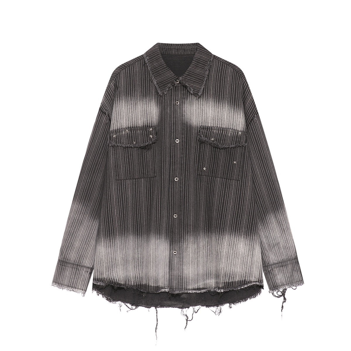 Distressed Gradient Stripe Shirt