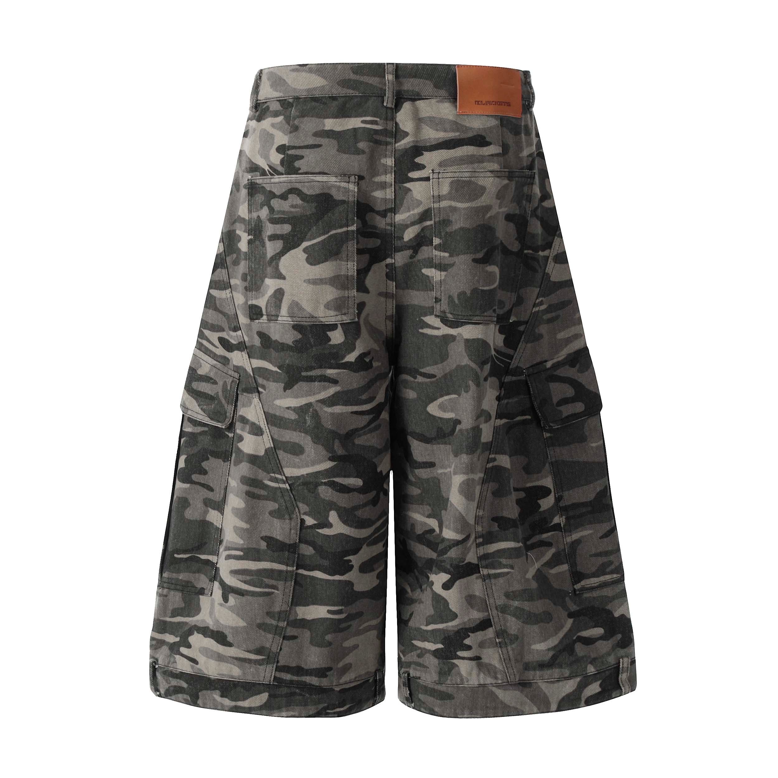 Camo Wide-Leg Knee-Length Shorts