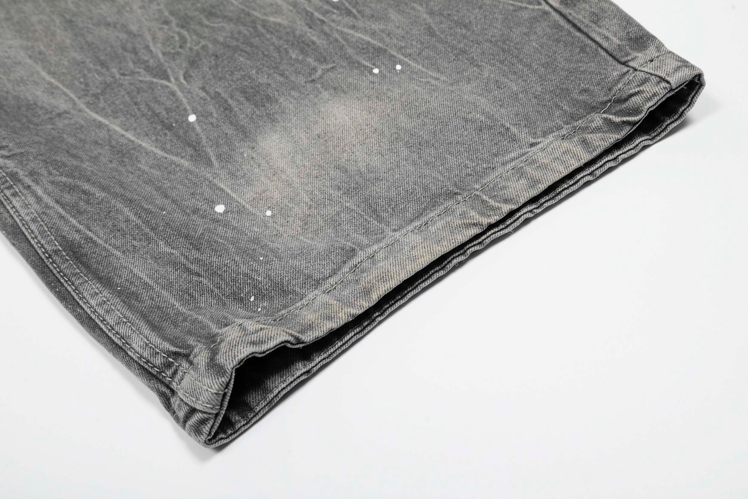 Ink-Splatter Wide-Leg Jeans