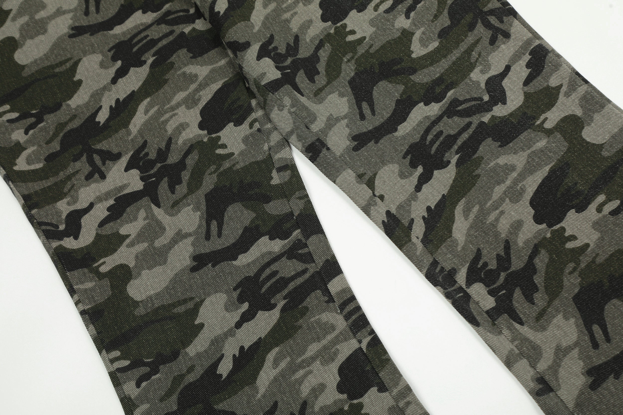 Camo Bell-Bottom Jeans