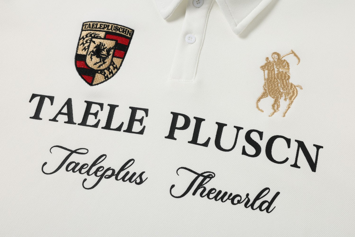 Embroidered Crest Logo Long Sleeve Polo Sweatshirt
