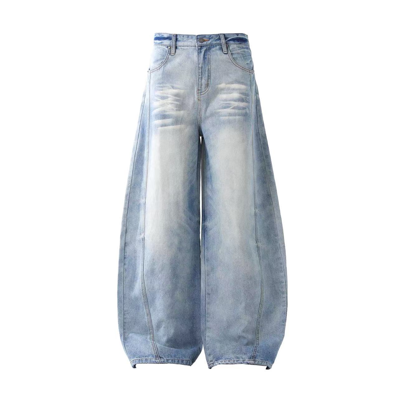 Washed Wide-Leg Baggy Jeans