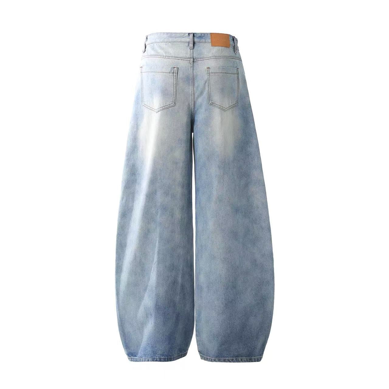 Washed Wide-Leg Baggy Jeans