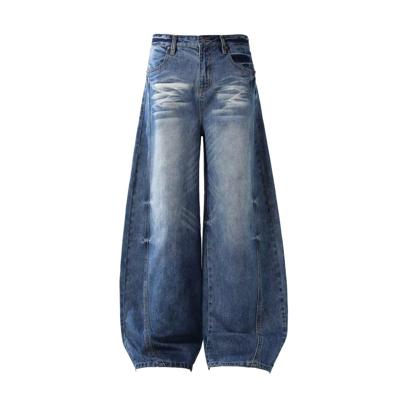 Washed Wide-Leg Baggy Jeans