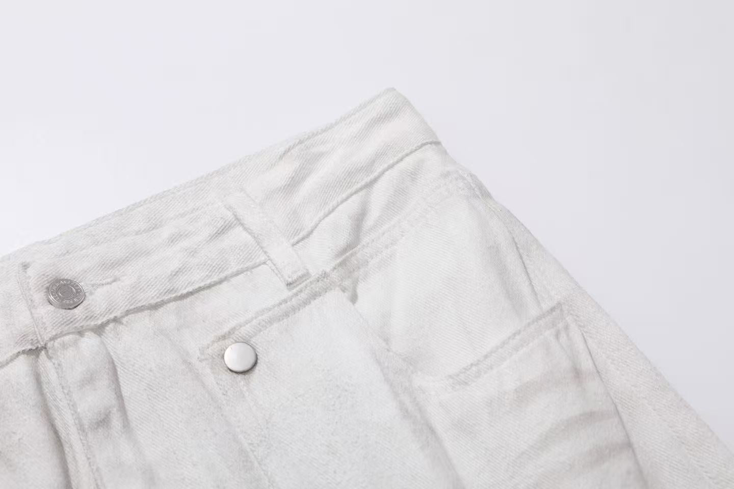 Distressed Wide-Leg Jeans