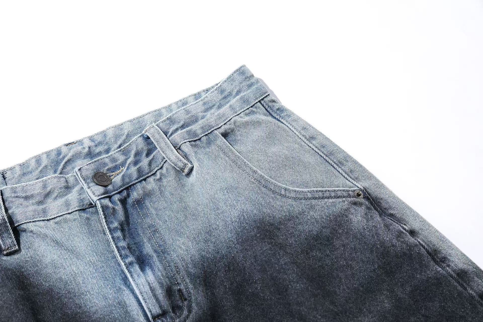 Distressed Wide-Leg Jeans