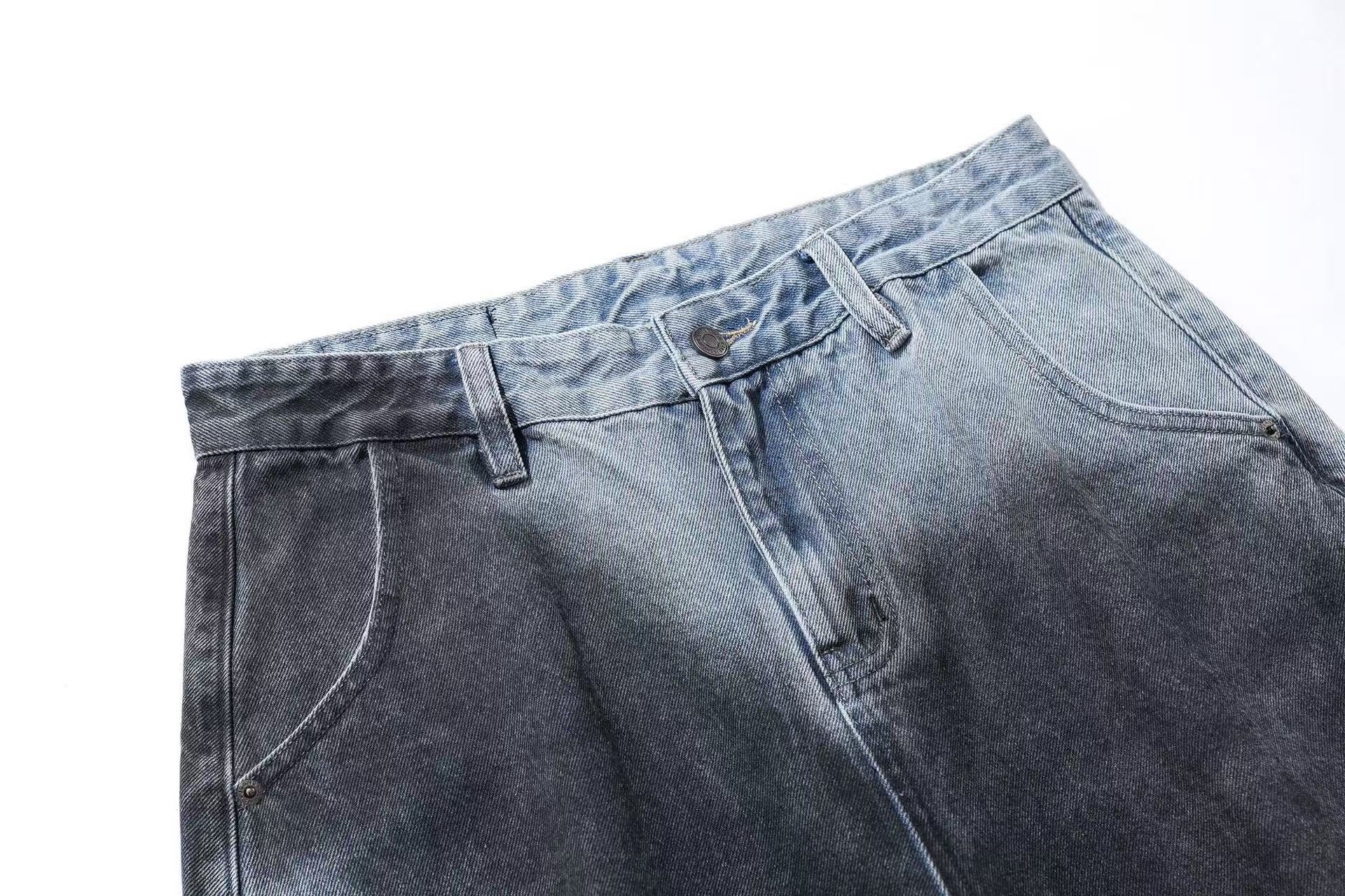 Distressed Wide-Leg Jeans