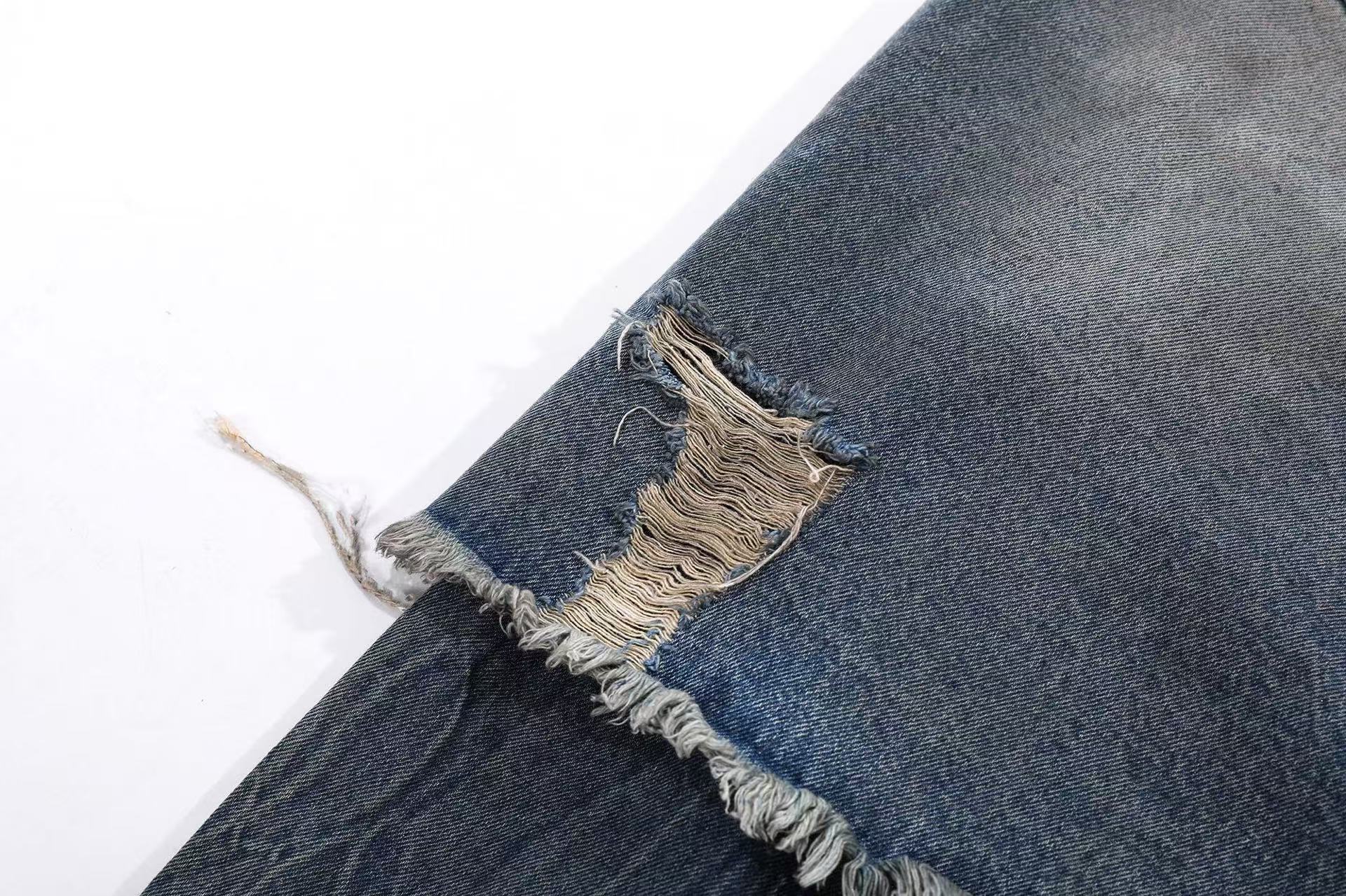 Distressed Denim Knee-Length Shorts