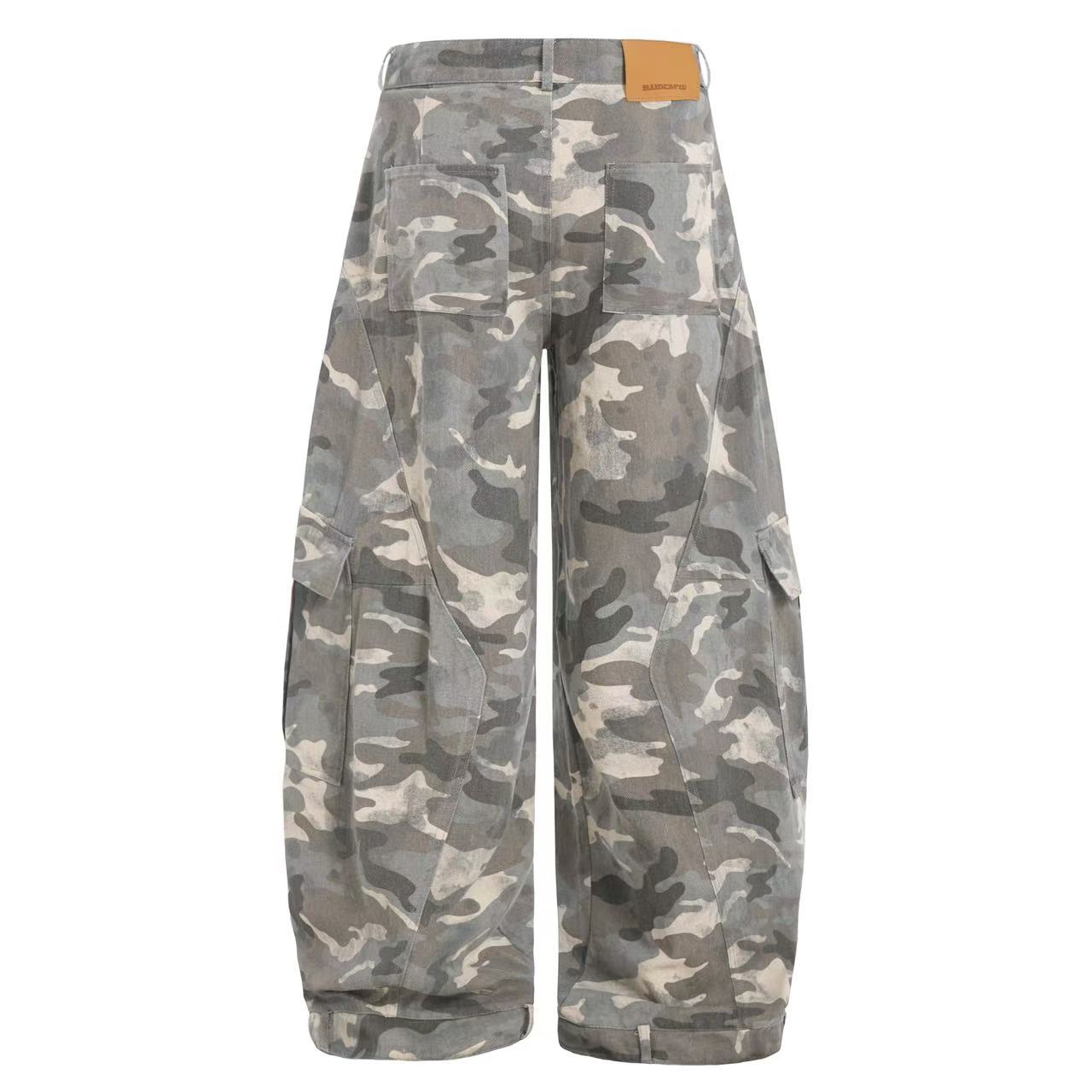 Camo Wide-Leg Cargo Pants
