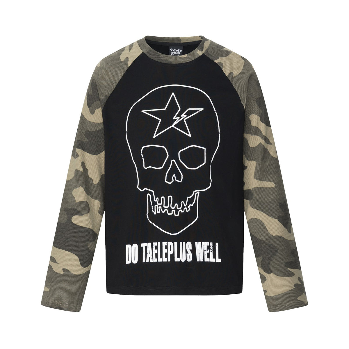 Skull Star Print Camo Raglan Long Sleeve