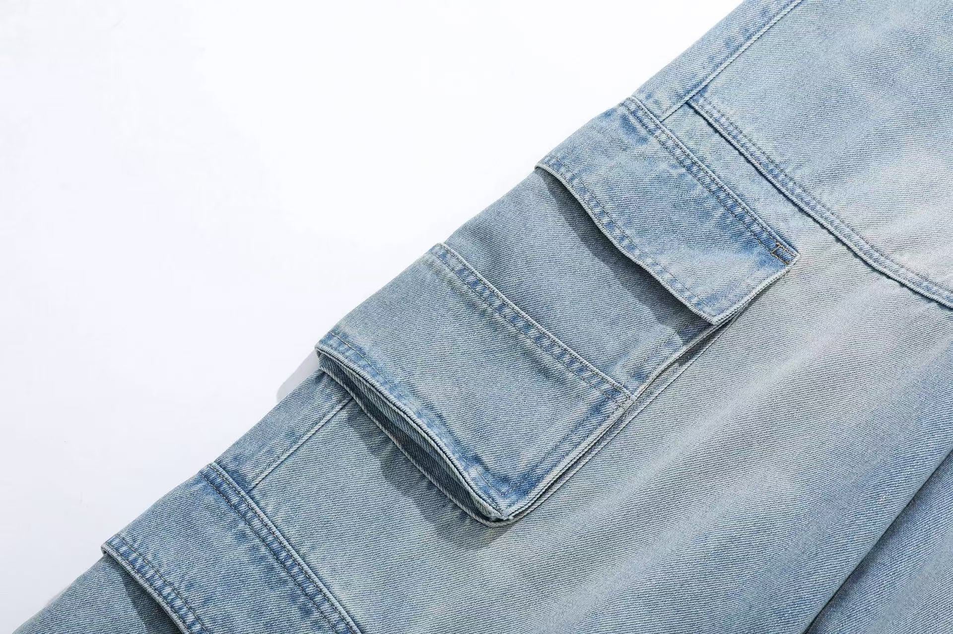 Multi-Pocket Wide-Leg Jeans