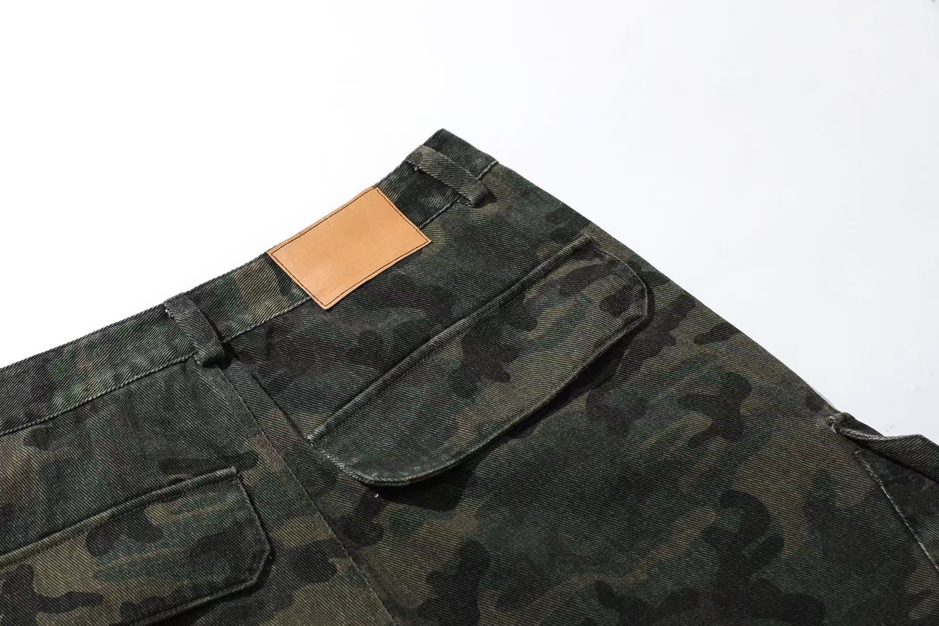 Camo Wide-Leg Knee-Length Shorts