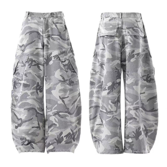 Snow Camo Wide-Leg Cargo Pants