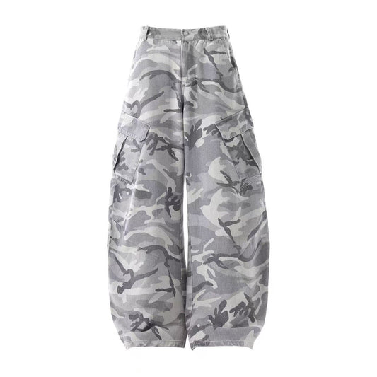 Snow Camo Wide-Leg Cargo Pants