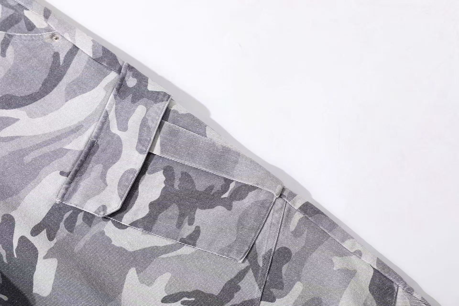 Snow Camo Wide-Leg Cargo Pants