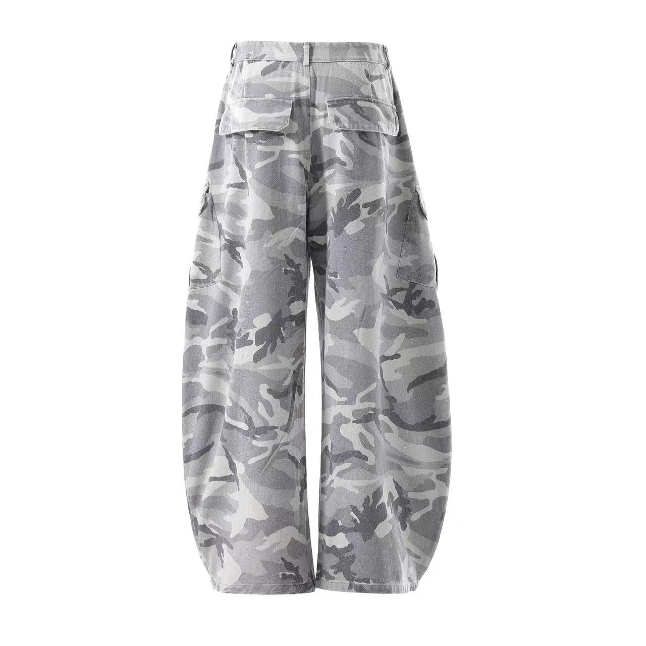 Snow Camo Wide-Leg Cargo Pants