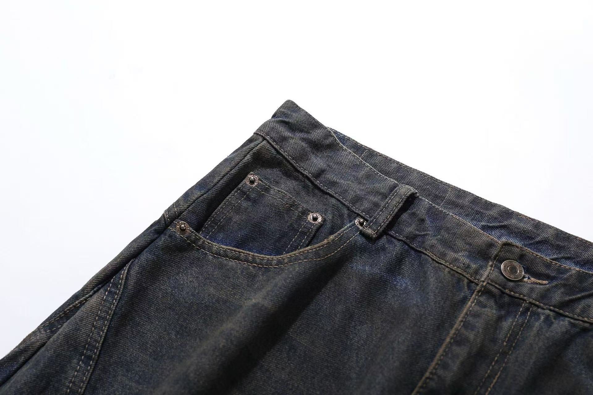 Distressed Wide-Leg Jeans