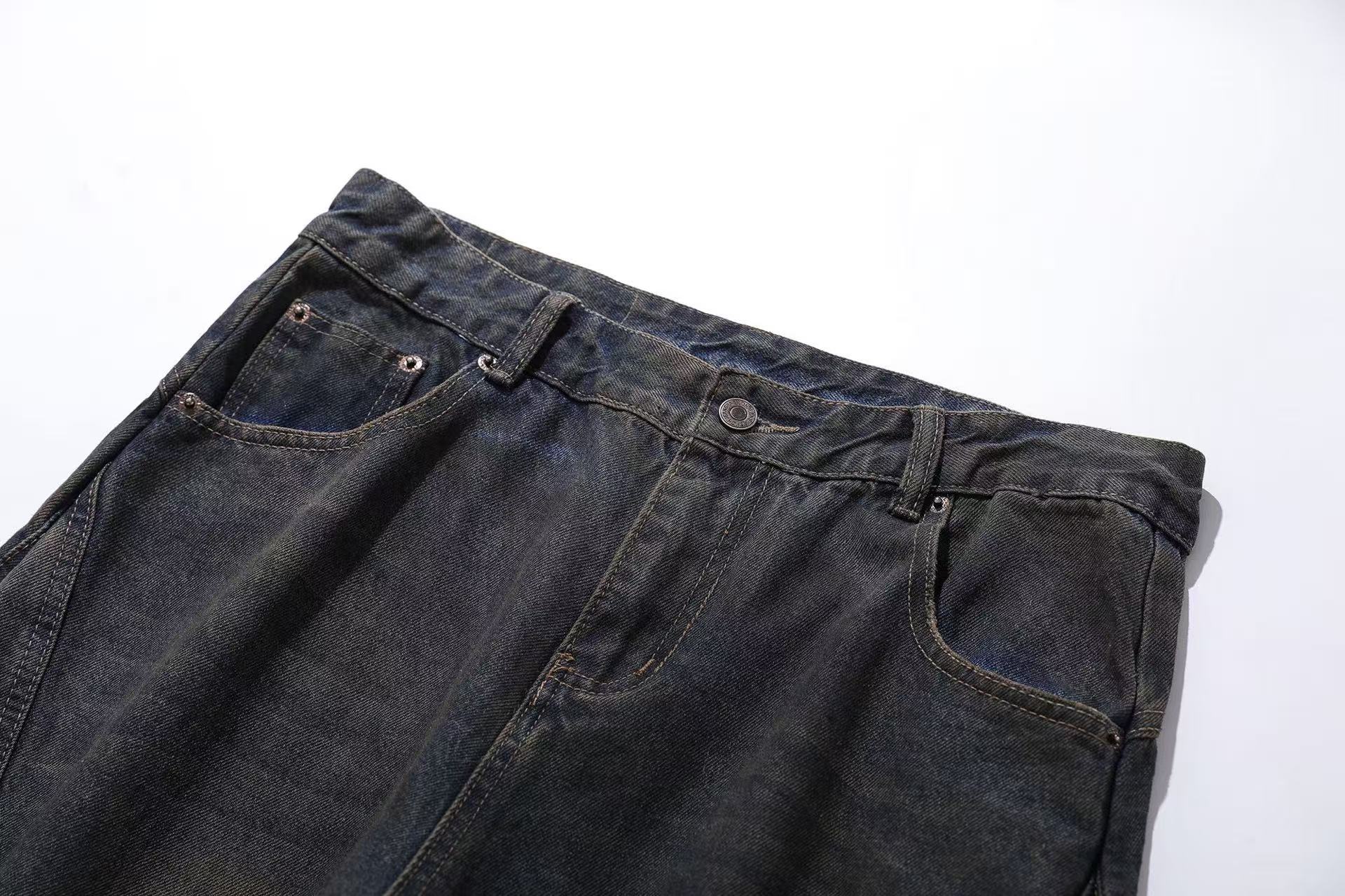 Distressed Wide-Leg Jeans