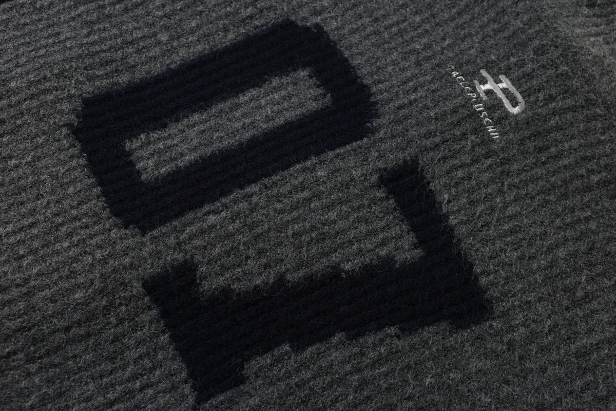 Racing Patched Full Zip Stand Collar Knit Full Zip Sweater