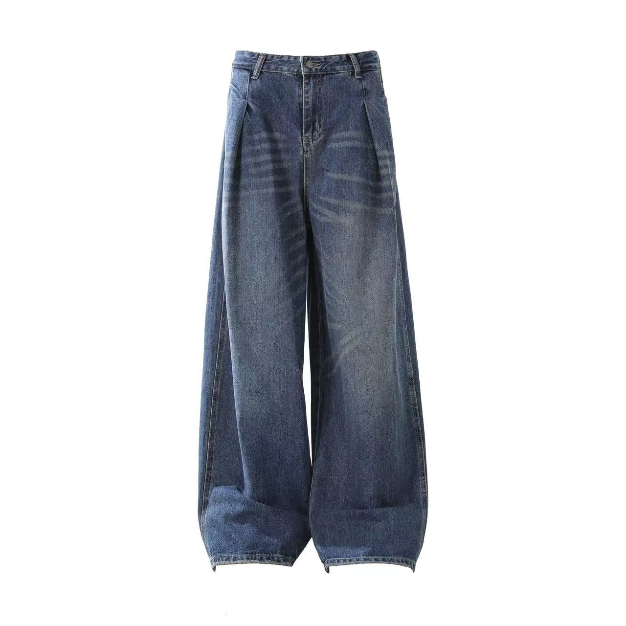 Washed Wide-Leg Baggy Jeans