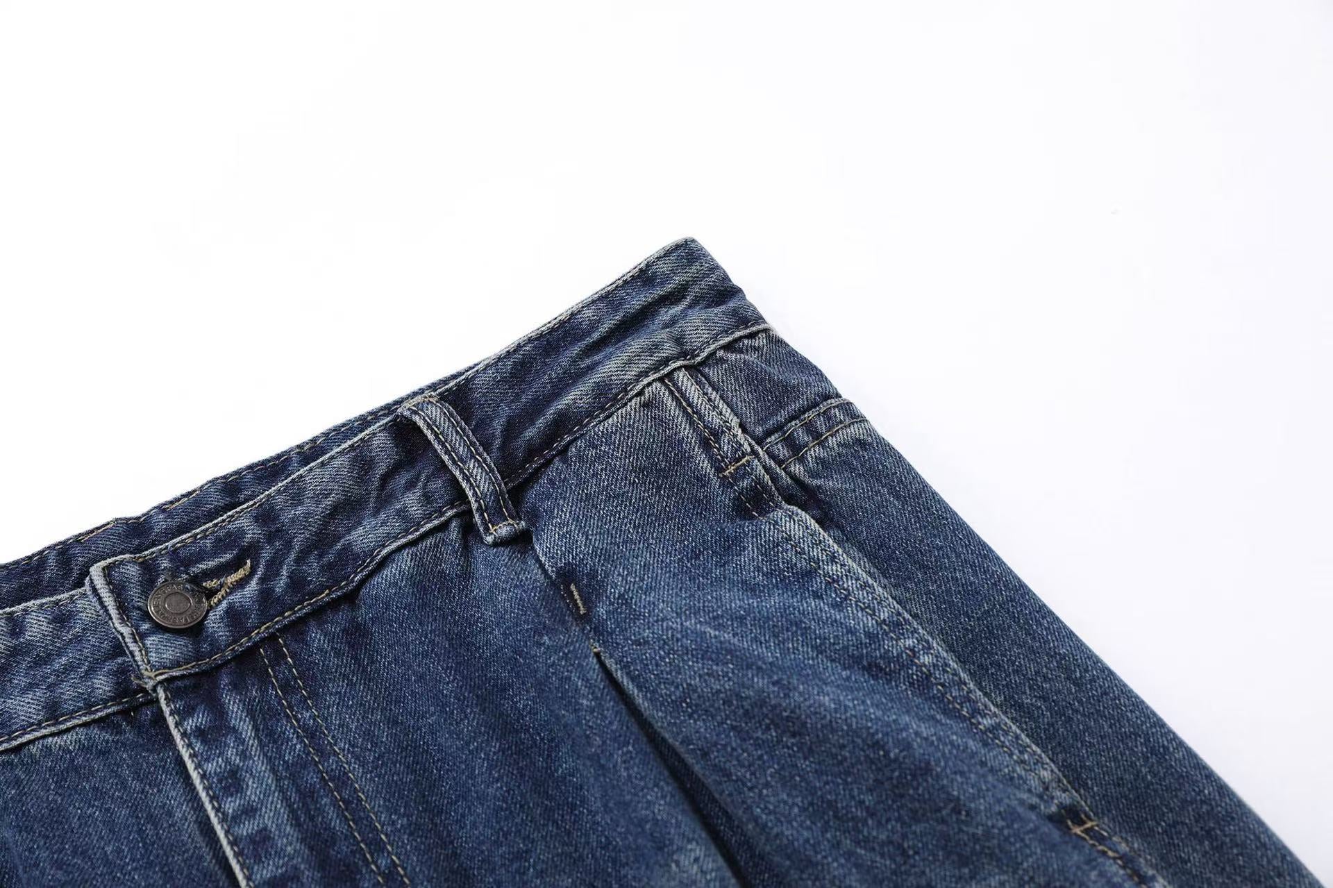 Washed Wide-Leg Baggy Jeans