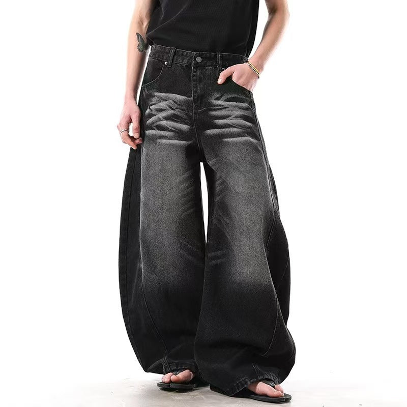 Washed Wide-Leg Baggy Jeans