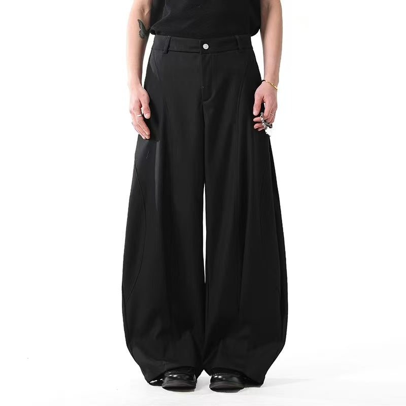 Deconstructed Wide-Leg Baggy Suit Pants