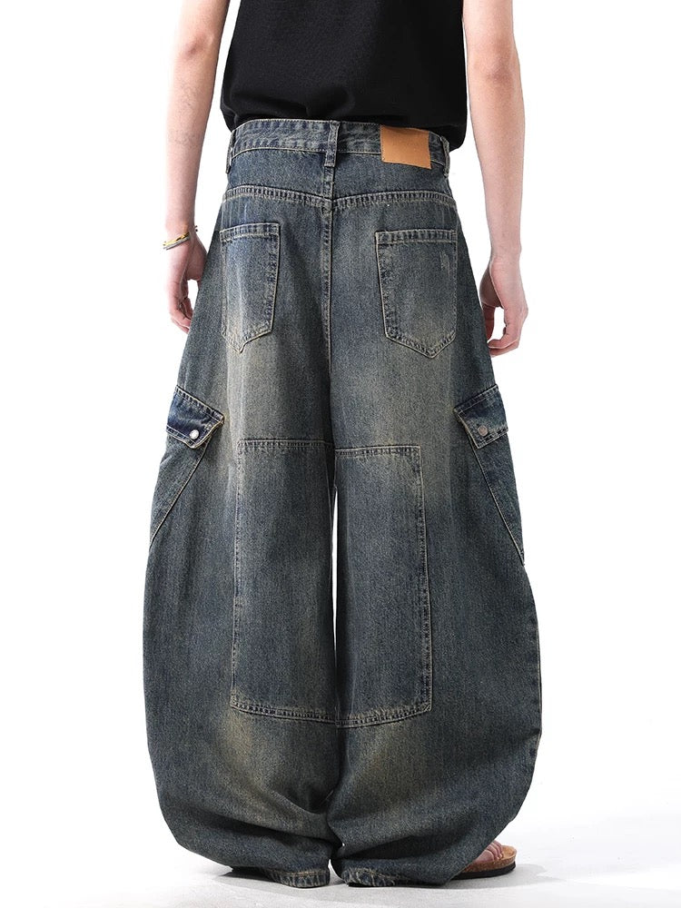 Distressed Wide-Leg Jeans