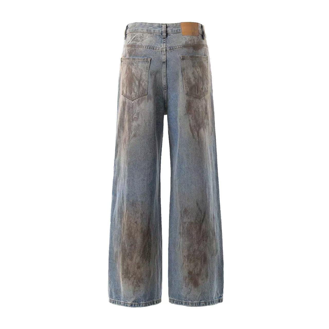 Distressed Straight-Leg Jeans