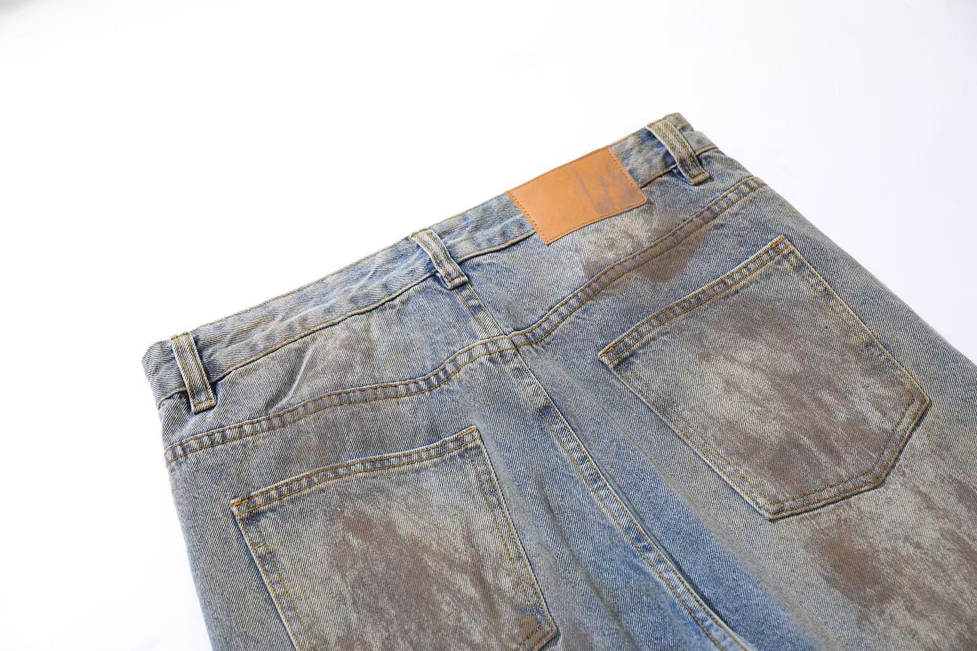 Distressed Straight-Leg Jeans